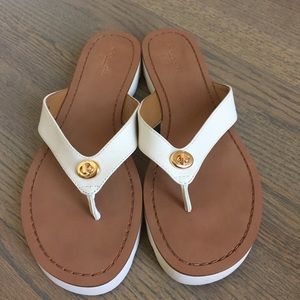 White Leather Coach “Shelly” Sandals, size 8